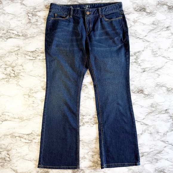 Ann Taylor LOFT Dark Wash Mid-Rise Curvy Bootcut Jeans - Picture 1 of 9